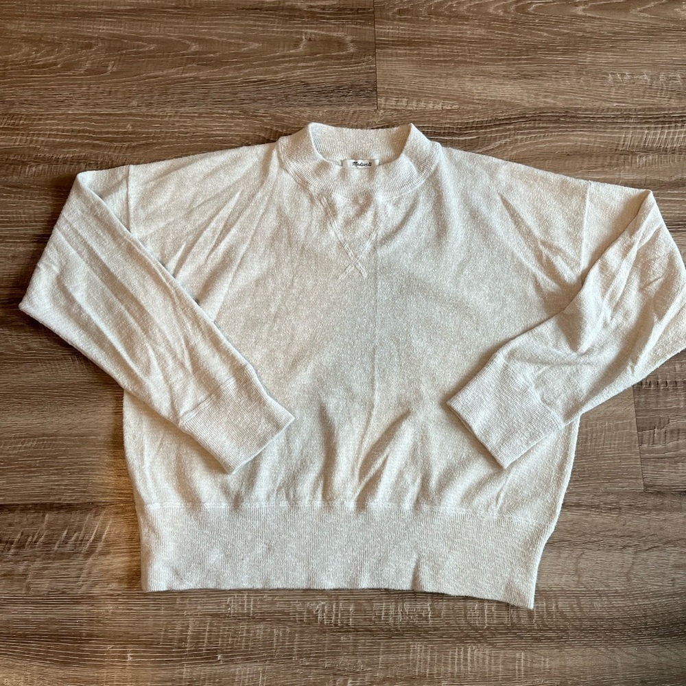 Madewell Women’s Cream Knit Sweater Sweatshirt Size Large Soft Cozy Neutral